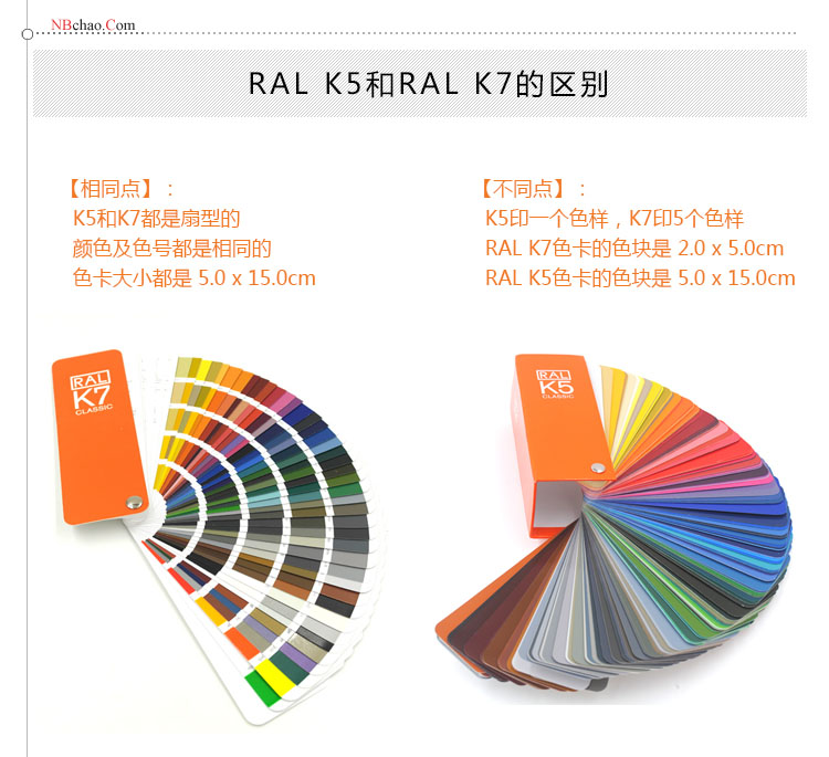 劳尔ral k5和k7色卡的区别对比